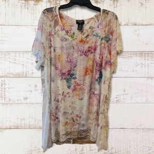 Floral Lace Plus Size Blouse By Brittany Black Woman NWT
